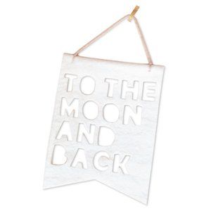 White To the Moon and Back Wall Banner